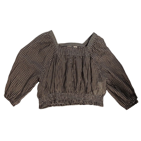 Levi’s Sheer Smocked Gingham Top NWT - Picture 2 of 7
